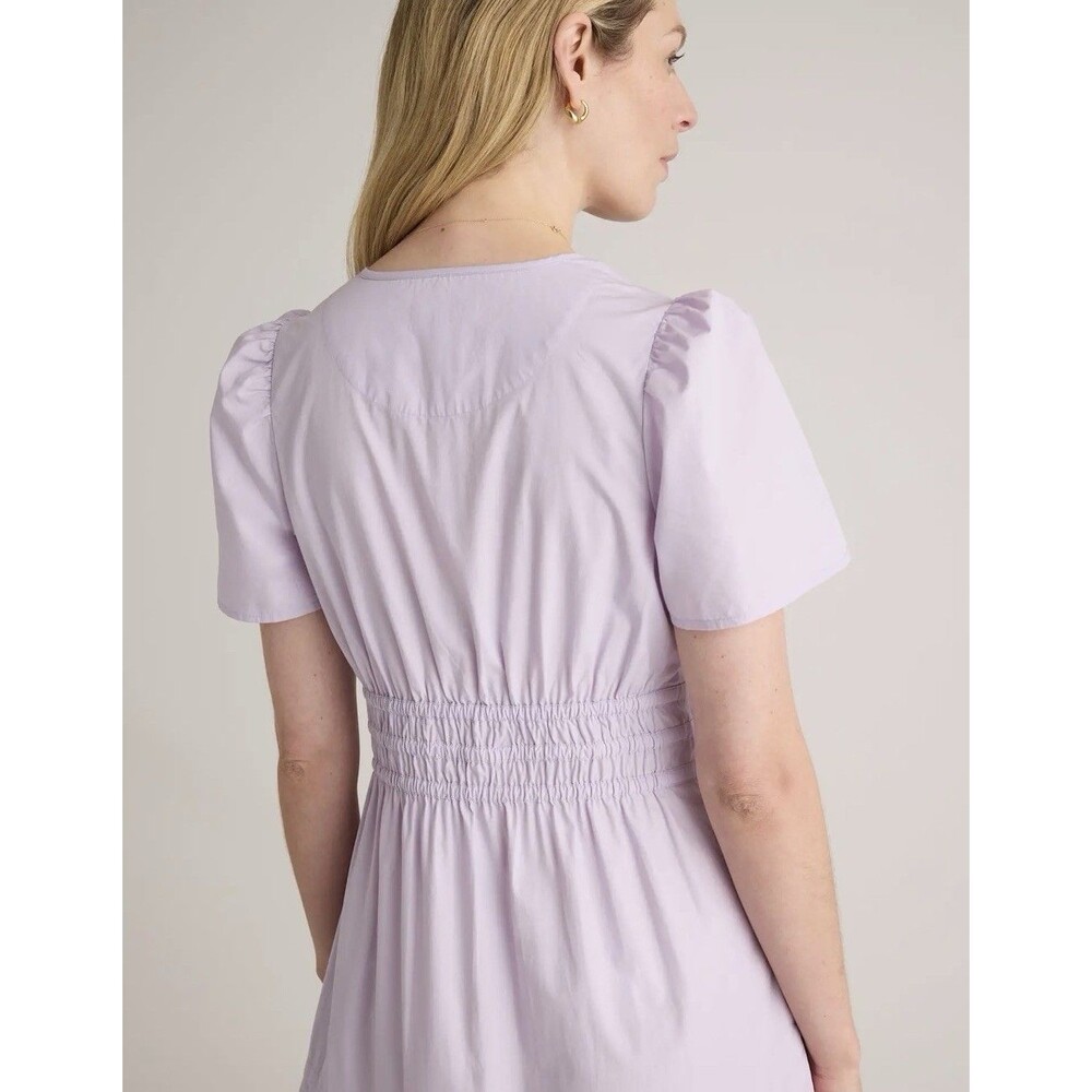Quince New Women 100% ORGANIC COTTON Poplin Tiered Maxi Dress LARGE Pastel Lilac - Picture 12 of 14
